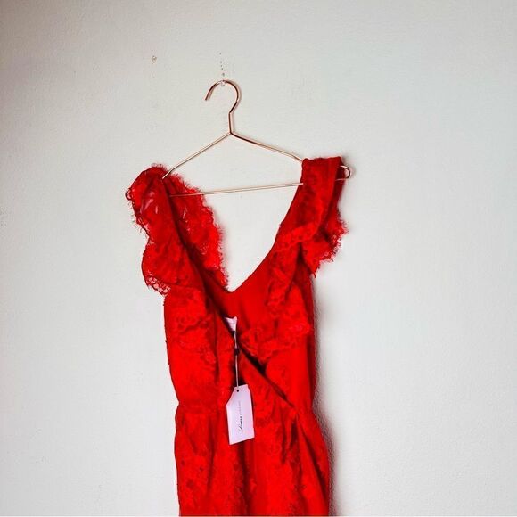 NWT Revolve Lovers & Friends Red Marci Ruffle Lace Mini Dress XS - Picture 7 of 10